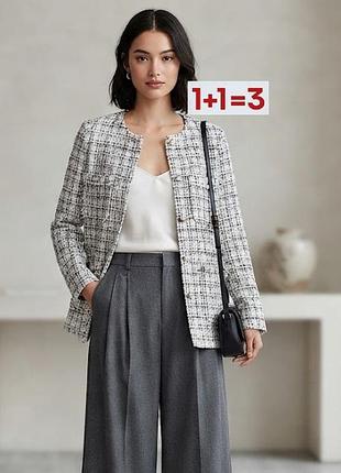 1+1=3 🎁 твидовый удлиненный пиджак жакет блейз от h&amp;m