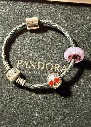 Браслет pandora золота застібка біколор з шармом
