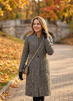 🍂 стильное осеннее пальто твид "елочка" / демисезонное пальто / женское пальто твидовое