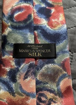 Чоловіча краватка marks & spencer шовкова різнокольорова з абстрактним принтом