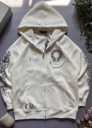 Chrome hearts zip hoodie white