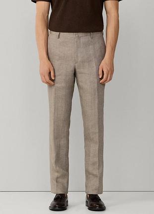 Мужские льняные брюки прямого кроя hackett london