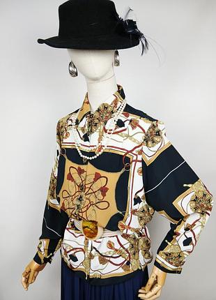 Шелковистая винтажная рубашка блуза в стиле барокко / versace / платковый принт + пояс в подарок!