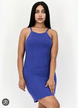 Коротка синя в'язана міні-сукня pull&bear 100% бавовна 2