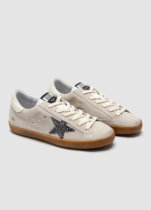 Golden goose super-star sneakers in pearl with glitter star