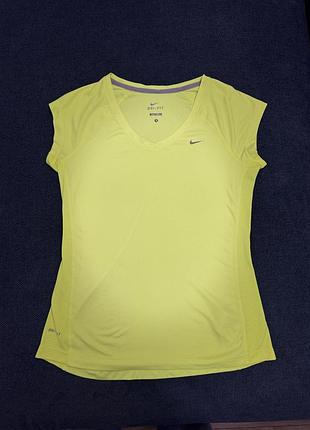 Жіноча футболка nike dri-fit салатова для тренувань та бігу