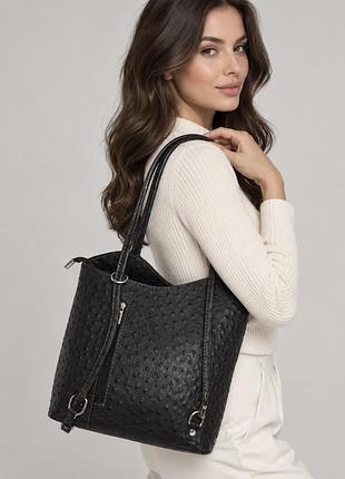 Сумка жіноча italian leather коричнева шкіряна
