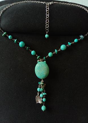 Серебряное винтажное колье натуральная бирюза серебро 925 navajo