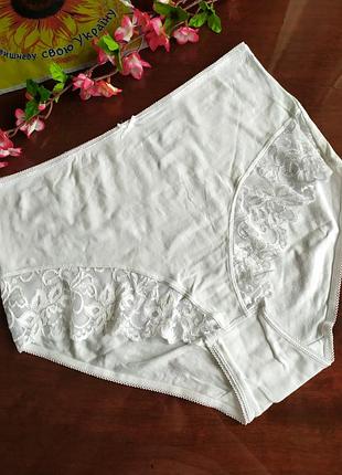 Высокие коттоновые белые трусики с кружевом ellen amber, xl