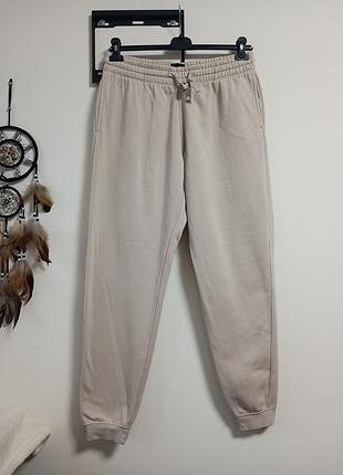 Женские теплые спортивные штаны с начесом беж h&amp;m m/l/xl размер