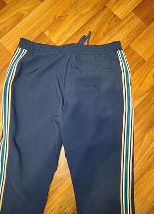 Брюки topman 34r, синие, с боковыми полосками, спортивные штаны 4