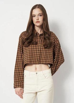 Жіноча укорочена сорочка h&m divided у клітинку