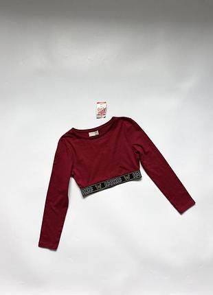 Стильний лонгслів / кроп-топ з брендовою резибкою i love girlswear (matalan)