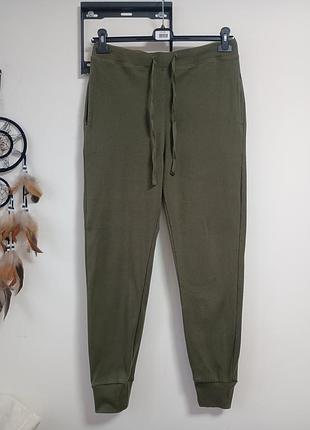 Женские спортивные штаны узкие в рубчик оливковые zara l/xl размер