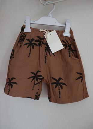 Коричневі шорти zara легкі муслінові 110