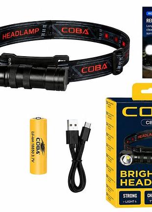 Ліхтар налобний акумуляторний coba cb-t848/tm 0220 1×18650, type-c (120)