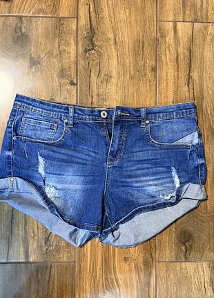 🔥 жіночі джинсові шорти girlfriend cropp xl/42, ультракороткі, блакитні рванки для пляжу rc452-55j-42