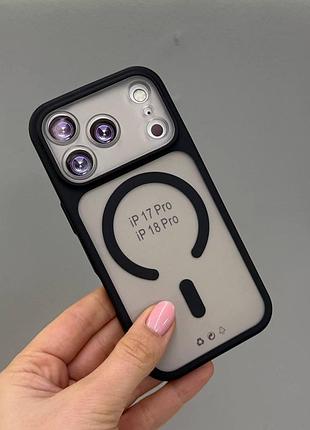 Чехол matte magsafe iphone 17 pro,чехол матовый прозрачный с магсейфом для телефона айфон 17 про (черный)