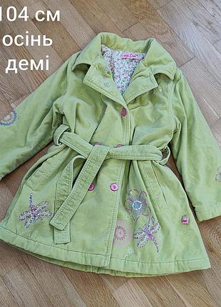 Пальто для дівчинки демісезонне салатове 104 см