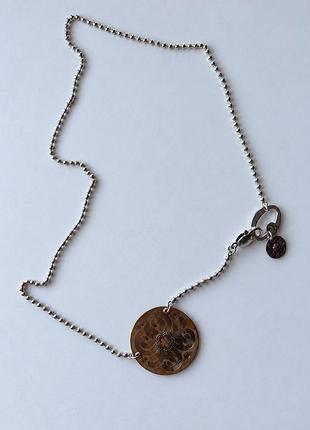 Французская бижутерия оригинальное винтажное массивное колье gas bijoux с большими медальоном d 7см длина 92см этнический стиль