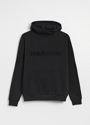 Худи / толстовка мужская l house черная с вышивкой warrior с капюшоном🐈‍⬛️