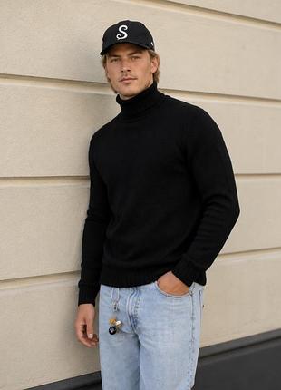 Чорний теплий базовий гольф h&m 100% wool