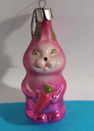 Заяц, зайчик,  с морковкой,  ёлочная игрушка