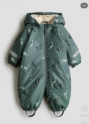 Зимовий комбінезон h&m для малюків, розмір 92, зелений з принтом