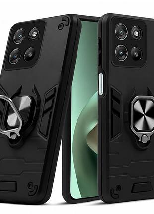 Чехол fiji defence для motorola g15 / g15 power защитный бампер с кольцом подставкой black