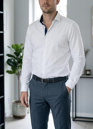Чоловіча біла сорочка hugo | hugo boss (extra slim fit) — розмір s/m (39)