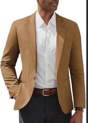 Чоловічий бавовняний піджак h&m блейзер розмір 54 (xl) / 44r, карамельно-коричневий / гірчичний