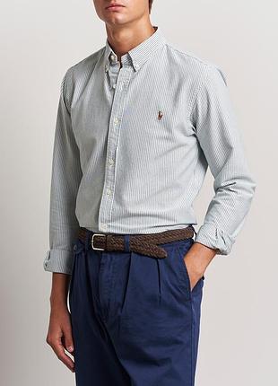 Оригінальна сорочка polo ralph lauren slim fit striped oxford shirt в смужку, xl