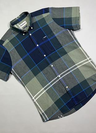 Оригінальна лляна сорочка barbour tailored fit tartan shirt з коротким рукавом, m/s