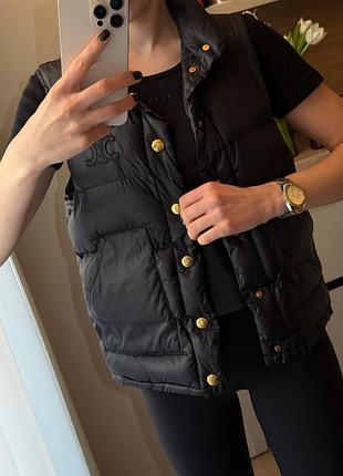 Дутий жилет celine 🖤 з золотими кнопками triomphe (розмір xs)