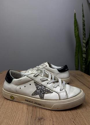 Оригінальні шкіряні кеди golden goose may leather glitter star sneakers
