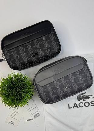 Чоловіча сумка lacoste monogram чорна, сіра