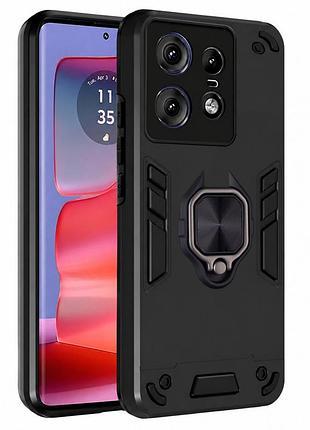 Чехол fiji defence для motorola edge 50 pro защитный бампер с кольцом подставкой black