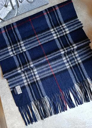 Большой шарф-палантин унисекс для женщин для мужчин cashmere collection (50% кашемир, 50% мерино) сине белого цвета