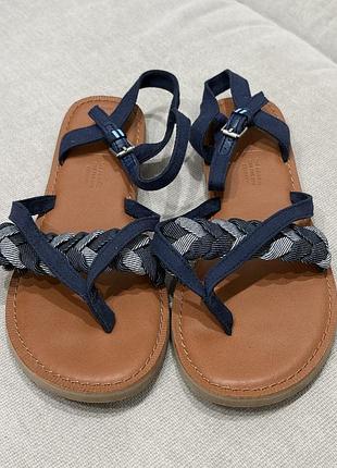 Сандалі жіночі шкіряні сині toms 3