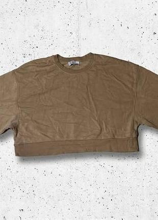 Бежевий укорочений світшот bershka в стилі оверсайз