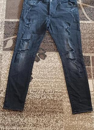 Джинси скіні &denim h&m графітові рвані