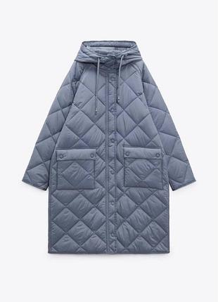 Стьобане пальто zara, подовжена курточка zara