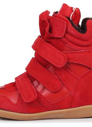 Снікера isabel marant sneakers red winter (с мехом) жіночі-41р-24.5см