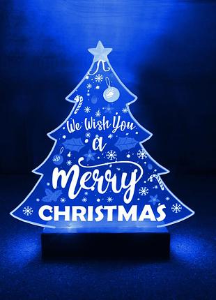Новогодний ночник ёлка merry christmas (дизайн 36.3)