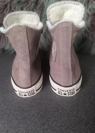 Високі бежеві замшеві оригінальні теплі кеди на хутрі конверс converse розмір 39