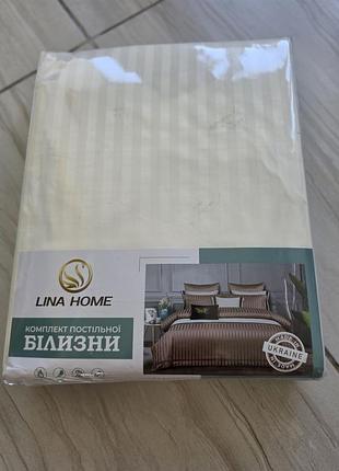Комплект постільної білизни lina home євро у смужку