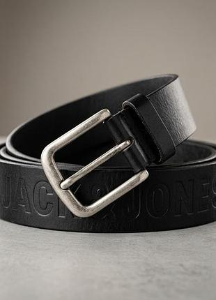 Ремінь чоловічий jack & jones шкіряний чорний