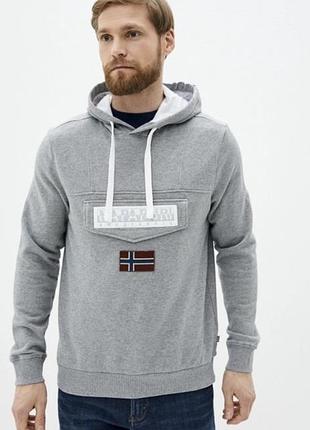Чоловіче худі napapijri burgee hoodie сірий меланж