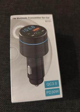 Автомобильный fm-модулятор bluetooth bc61 qc3.0 + pd30w (новый)