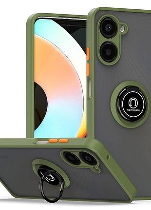 Чехол fiji colorframe для realme 10 pro 5g матовый бампер с кольцом подставкой khaki